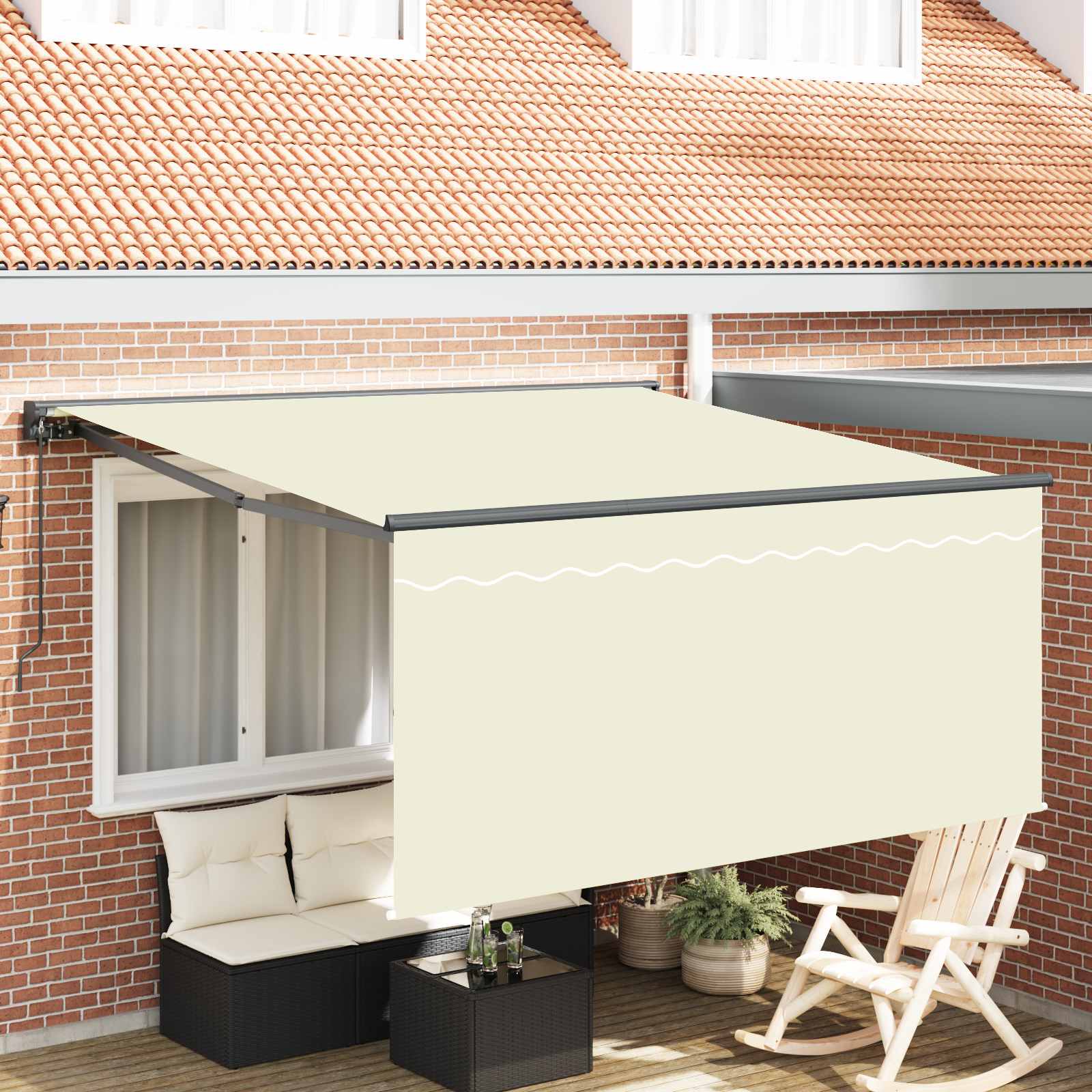 Tenda retrattile Crema 300 x 250 cm Poliestere e Alluminio