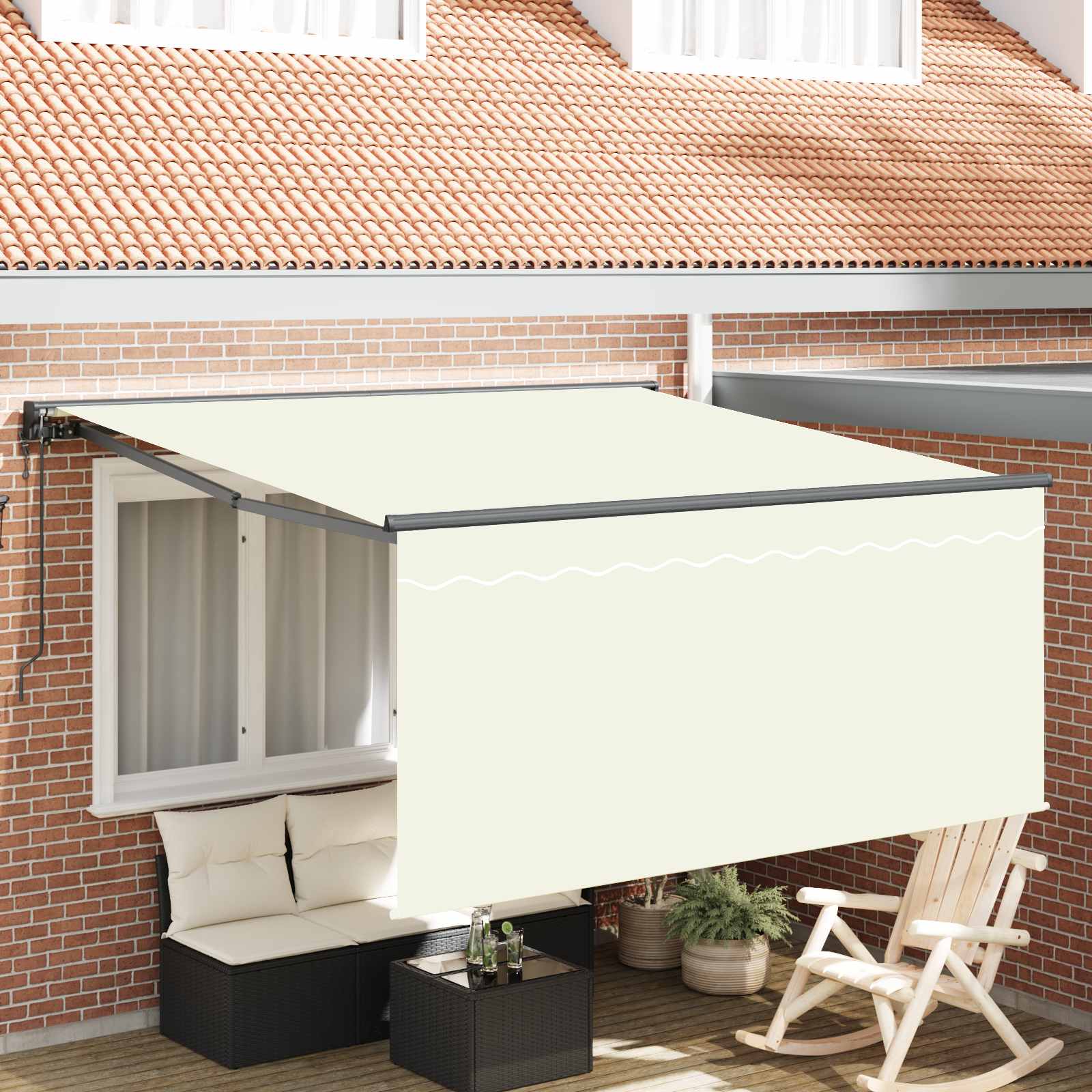 Tenda retrattile Crema 300 x 250 cm Poliestere e Alluminio