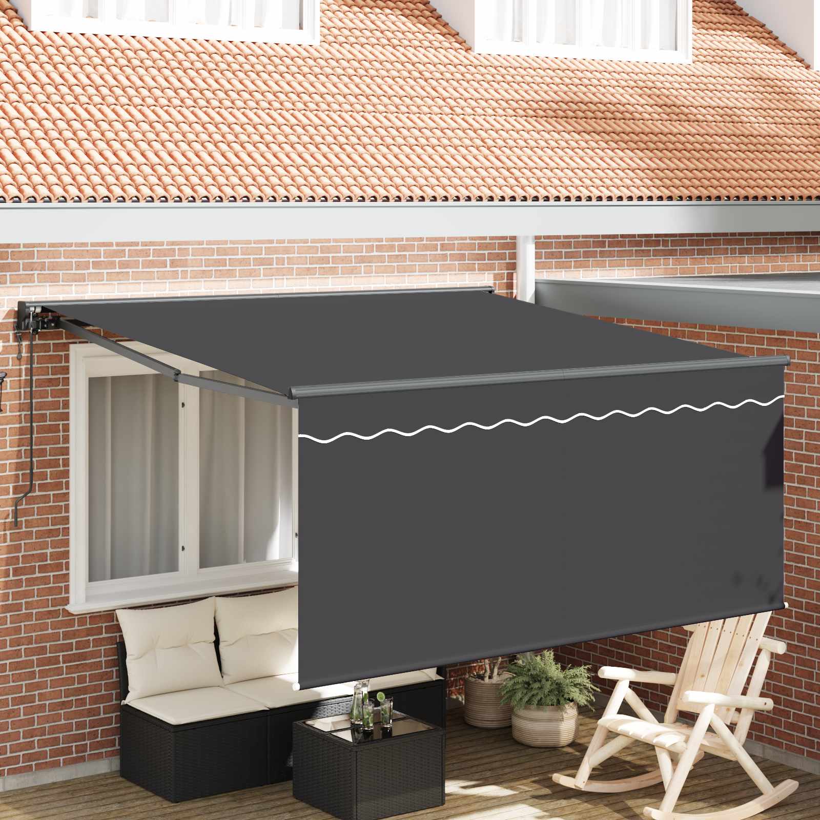 Tenda retrattile Antracite 300 x 250 cm Poliestere e Alluminio