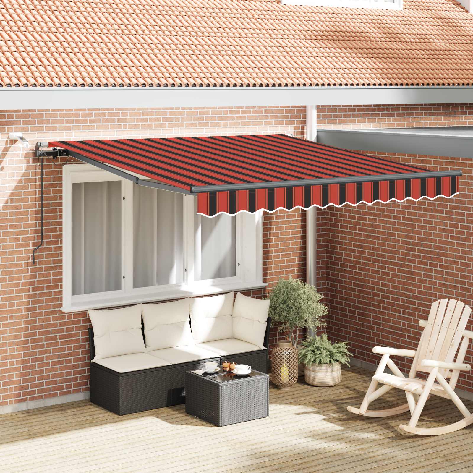 Tenda retrattile arancione e marrone 300 x 250 cm Poliestere