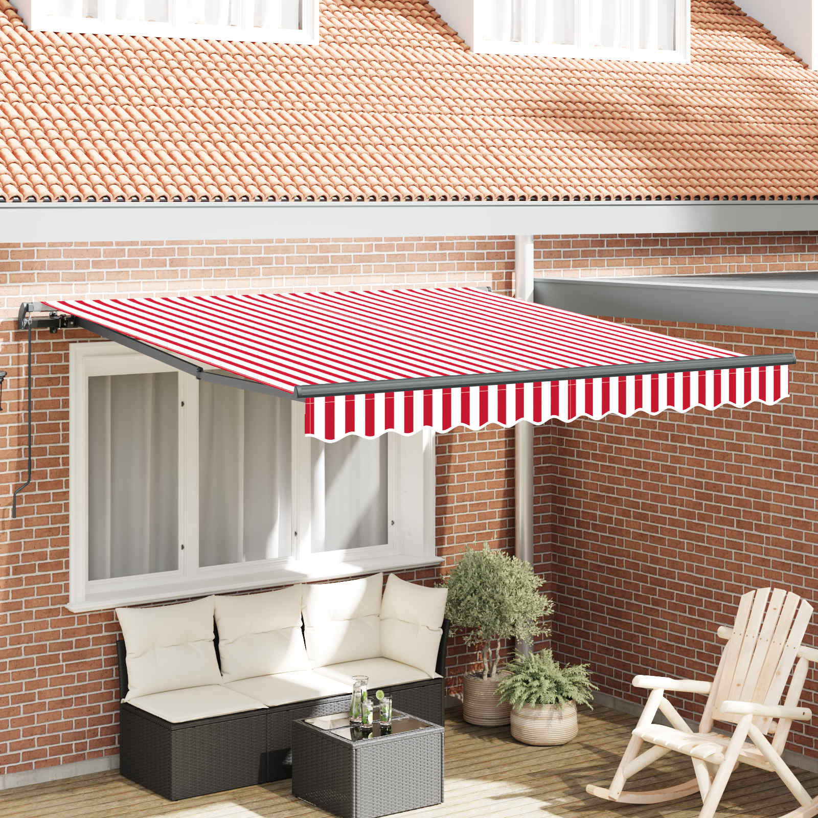 Tenda retrattile Rosso e Bianco 300 x 250 cm