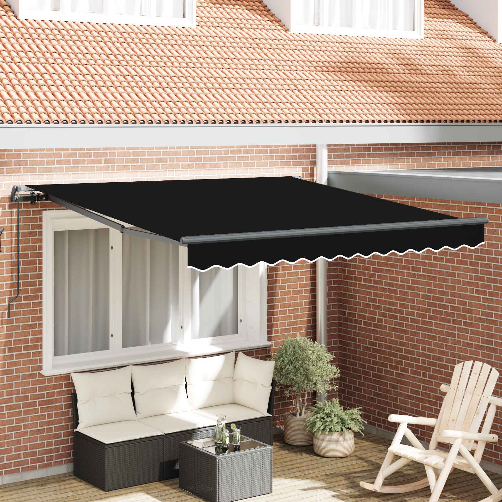 Tenda retrattile Nero 300 x 250 cm Poliestere e Alluminio