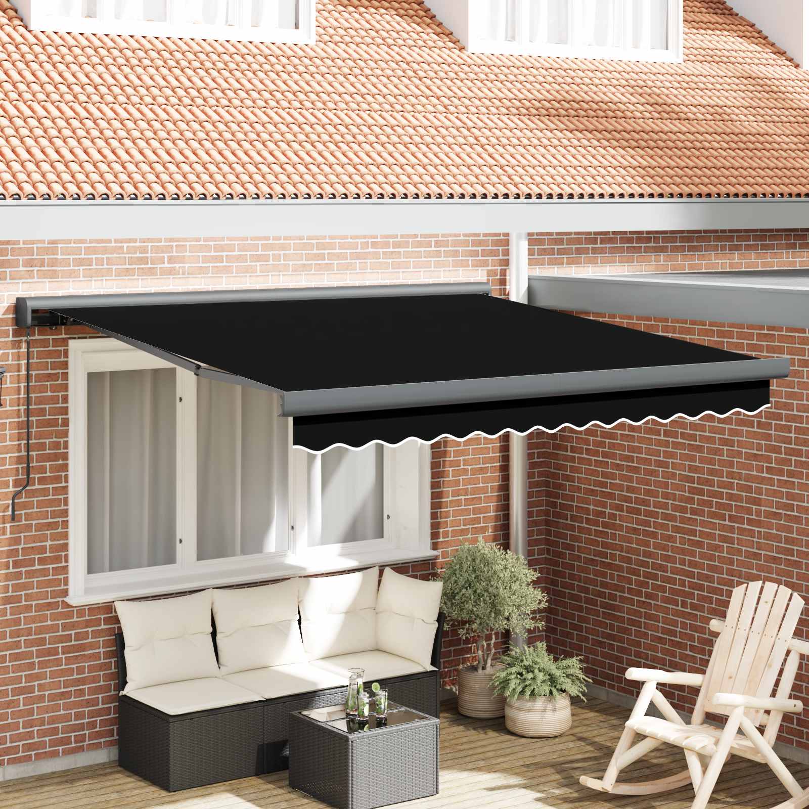 Tenda retrattile Nero 300 x 250 cm Tela e Alluminio