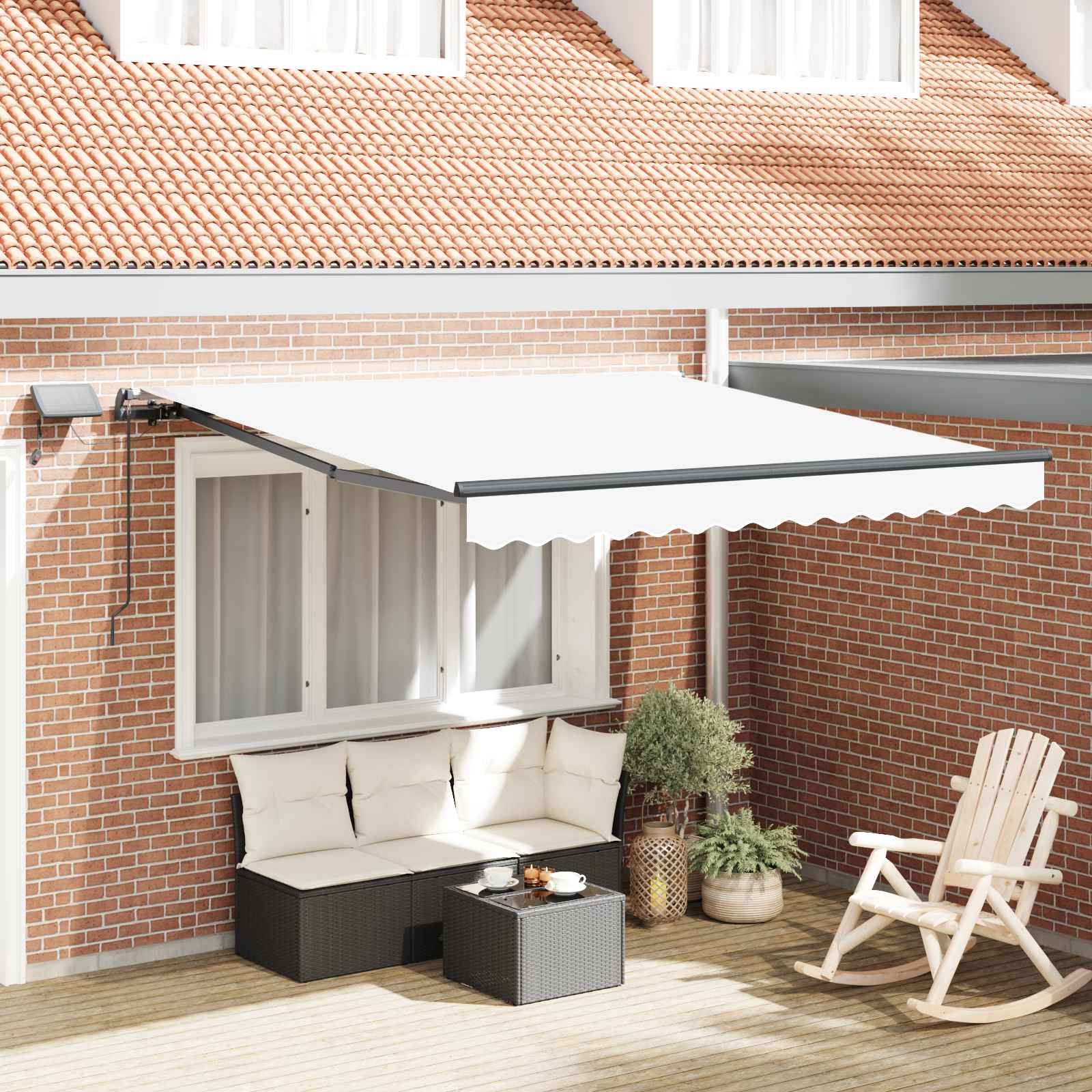 Tenda retrattile Bianco 300 x 250 cm Tessuto e Alluminio
