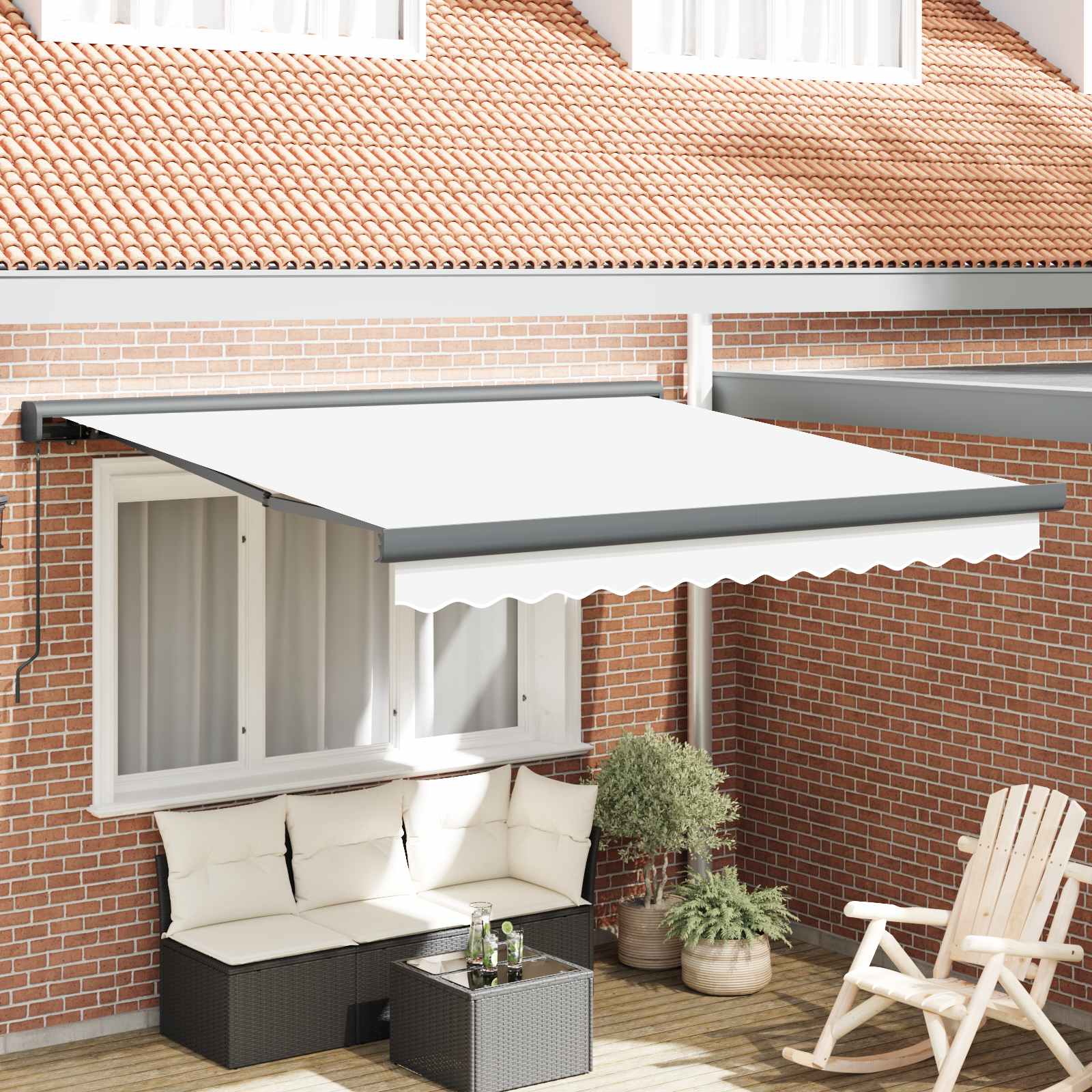 Tenda retrattile Bianco 300 x 250 cm Tela e Alluminio