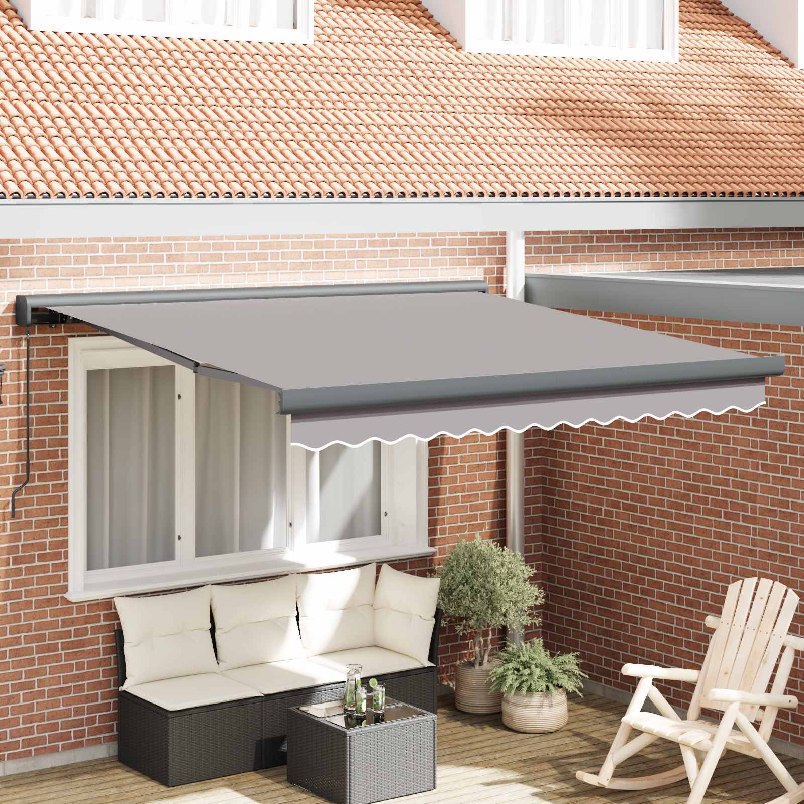 Tenda retrattile Grigio Chiaro 300 x 250 cm Tela e Alluminio