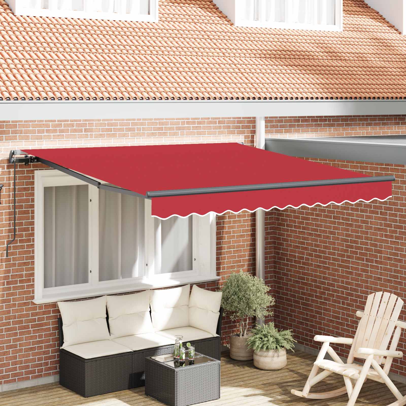 Tenda retrattile Rosso 300 x 250 cm Poliestere e Alluminio