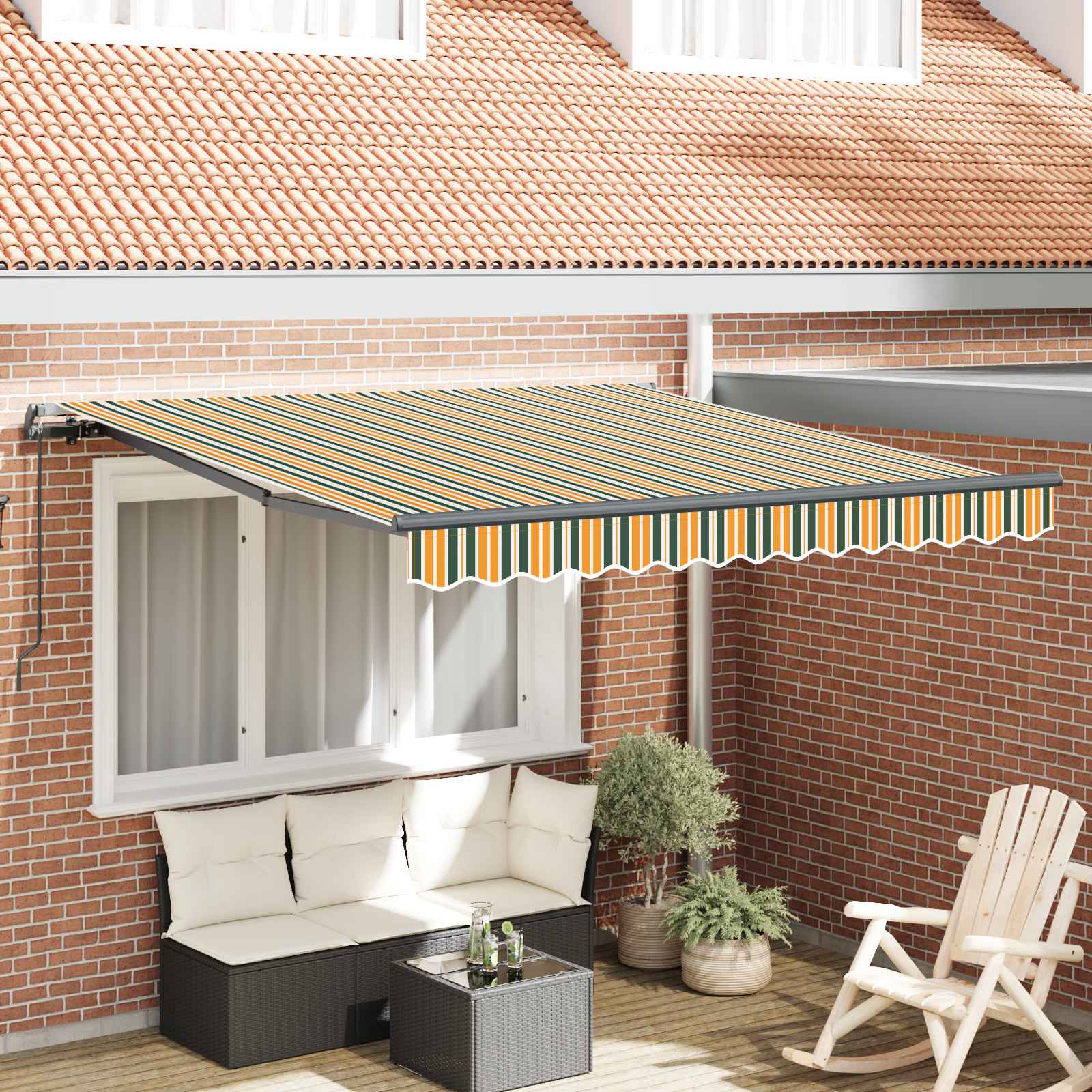 Tenda retrattile Verde e giallo 300 x 250 cm