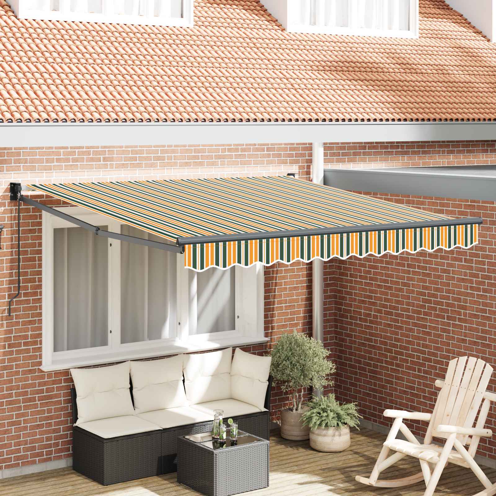 Tenda retrattile Verde e Giallo 300 x 250 x 165 cm