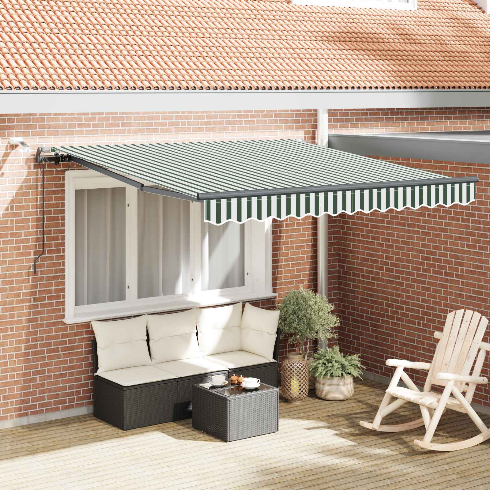 Tenda retrattile Verde e Bianco 300 x 250 cm Poliestere