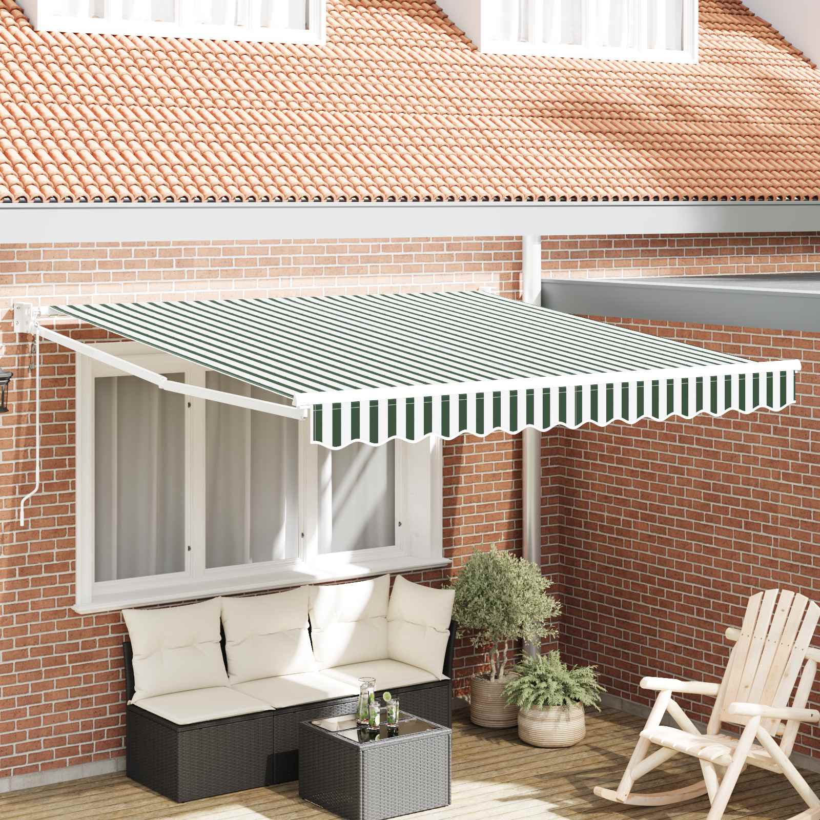 Tenda retrattile Verde e Bianco 300 x 250 x 165 cm