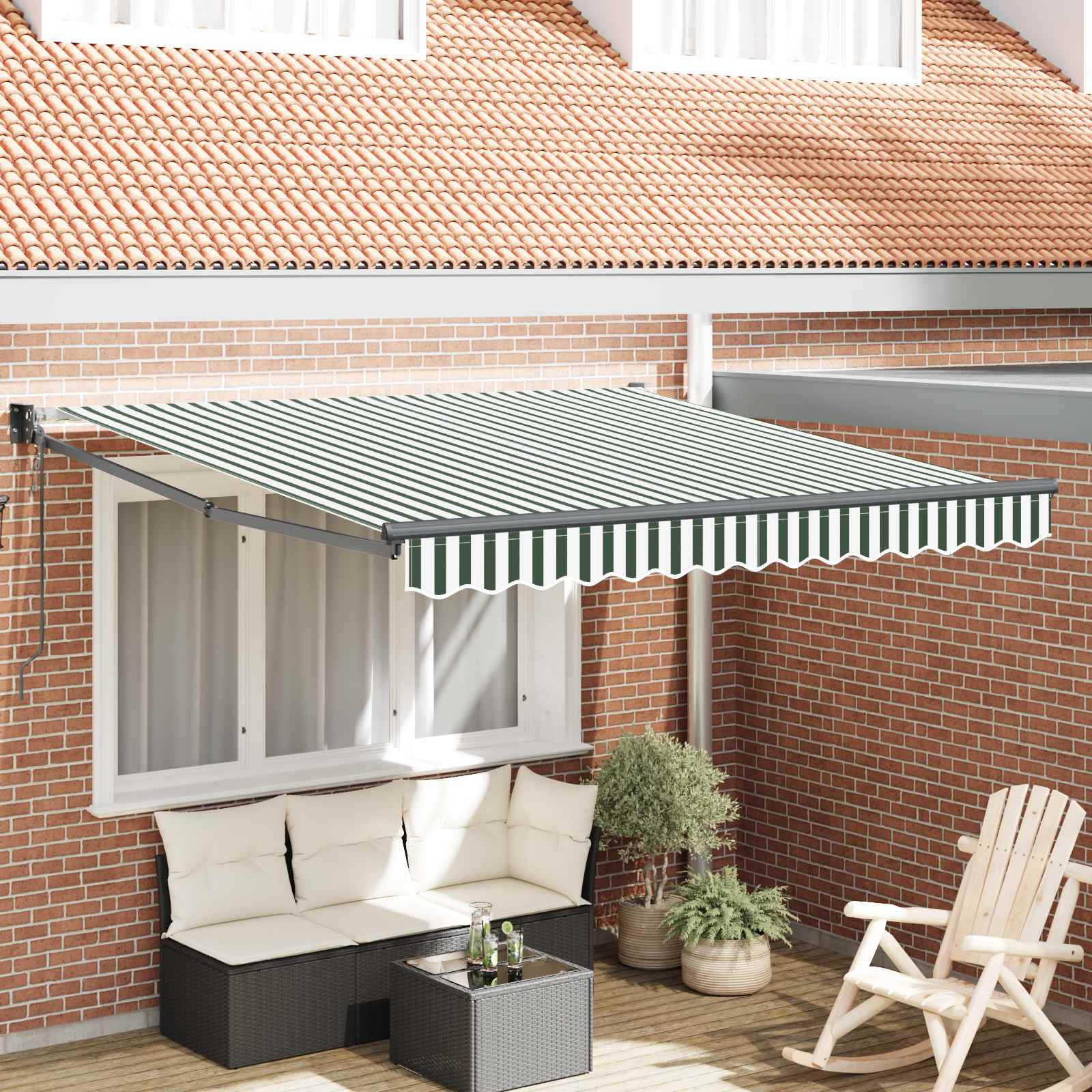 Tenda retrattile Verde e Bianco 300 x 250 x 165 cm