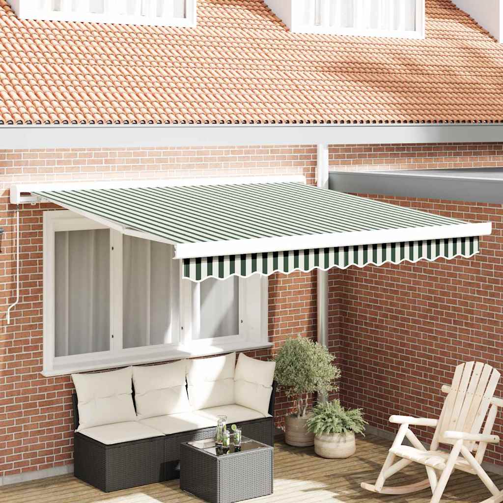 Tenda retrattile Verde e Bianco 300 x 250 cm Tela e Alluminio
