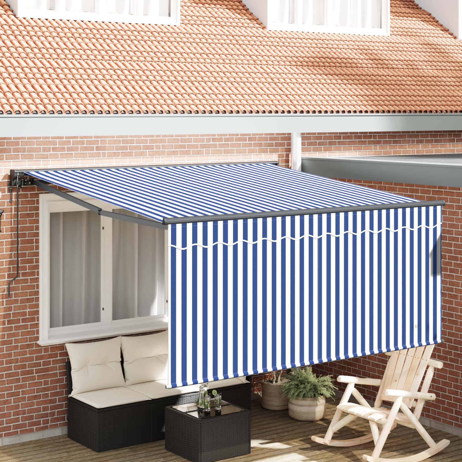 Tenda retrattile Blu e Bianco 350 x 250 cm