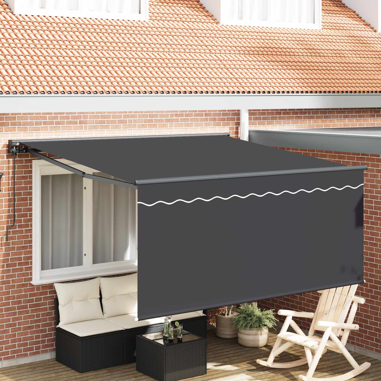 Tenda retrattile Antracite 350 x 250 cm Poliestere e Alluminio