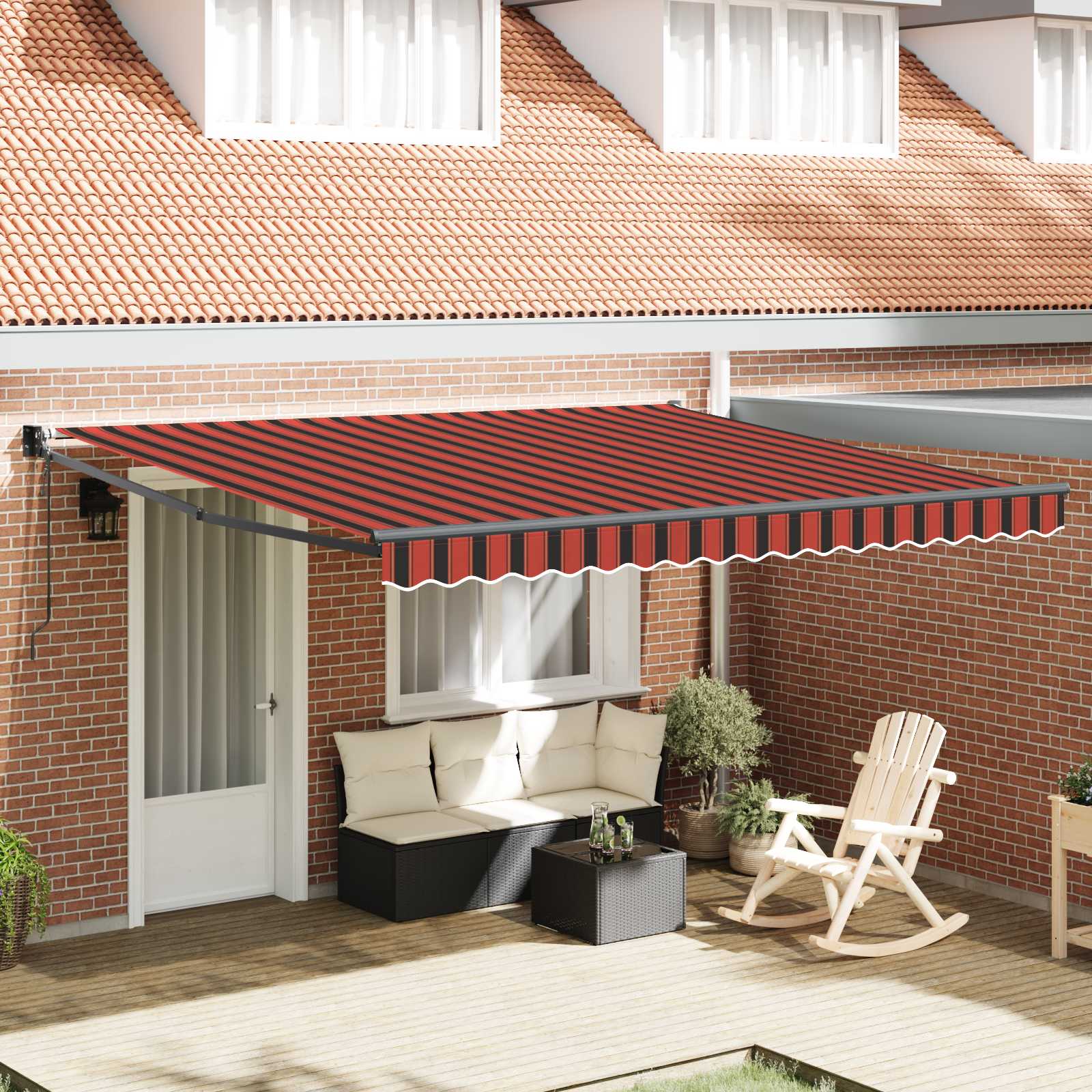 Tenda retrattile Arancione e Marrone 350 x 250 cm Poliestere