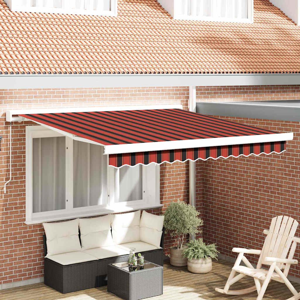 Tenda retrattile Rosso e Nero 350 x 250 cm Tela e Alluminio
