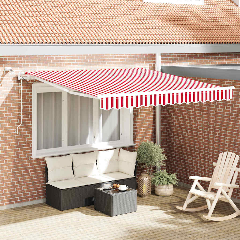 Tenda retrattile Rosso e Bianco 350 x 250 cm Poliestere