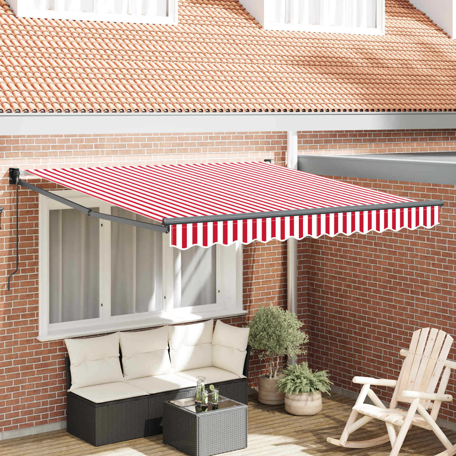 Tenda retrattile Rosso e Bianco 350 x 250 cm