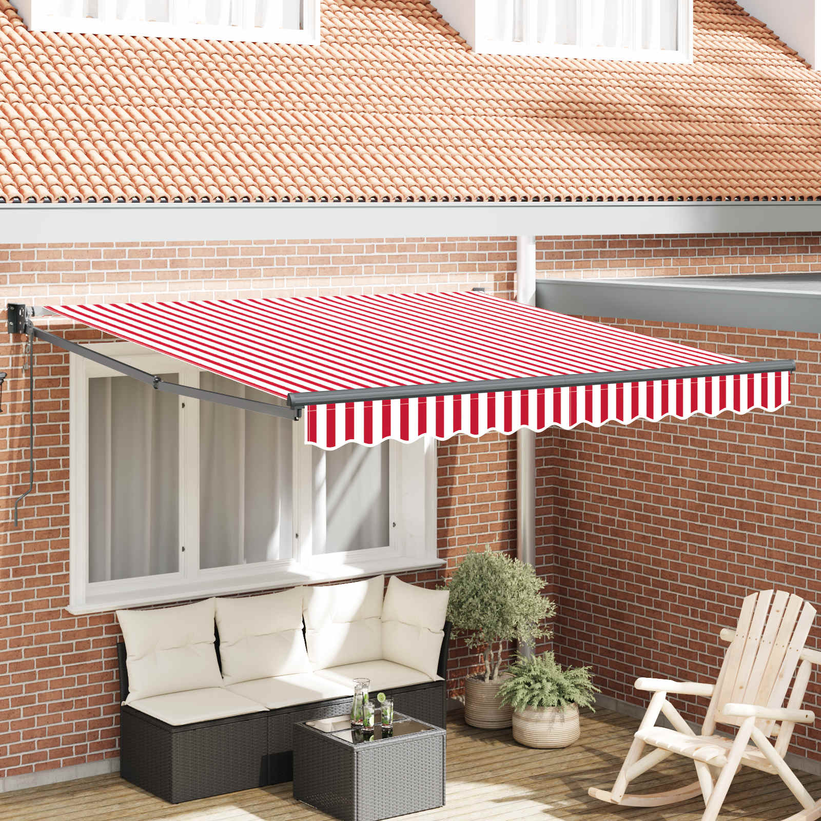 Tenda retrattile Rosso e Bianco 350 x 250 cm