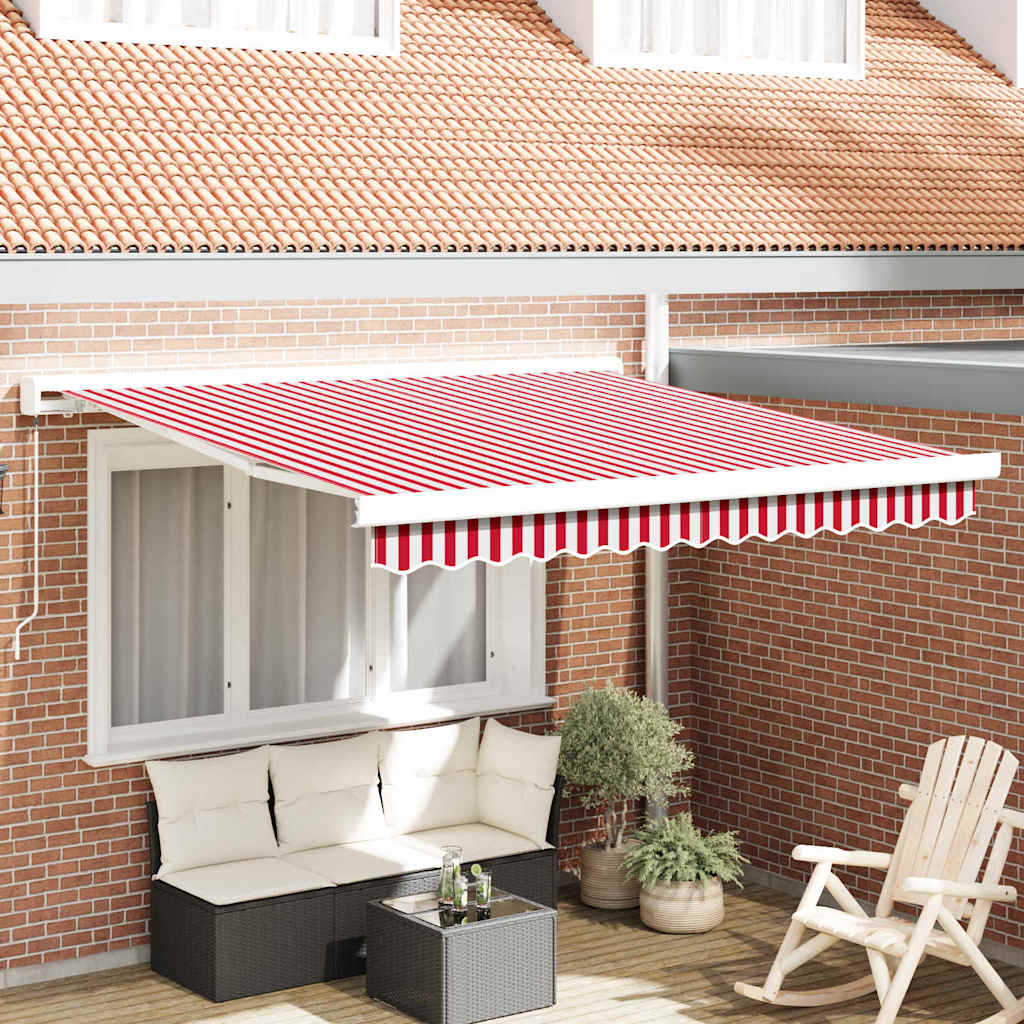Tenda retrattile Rosso e Bianco 350 x 250 cm Tela e Alluminio