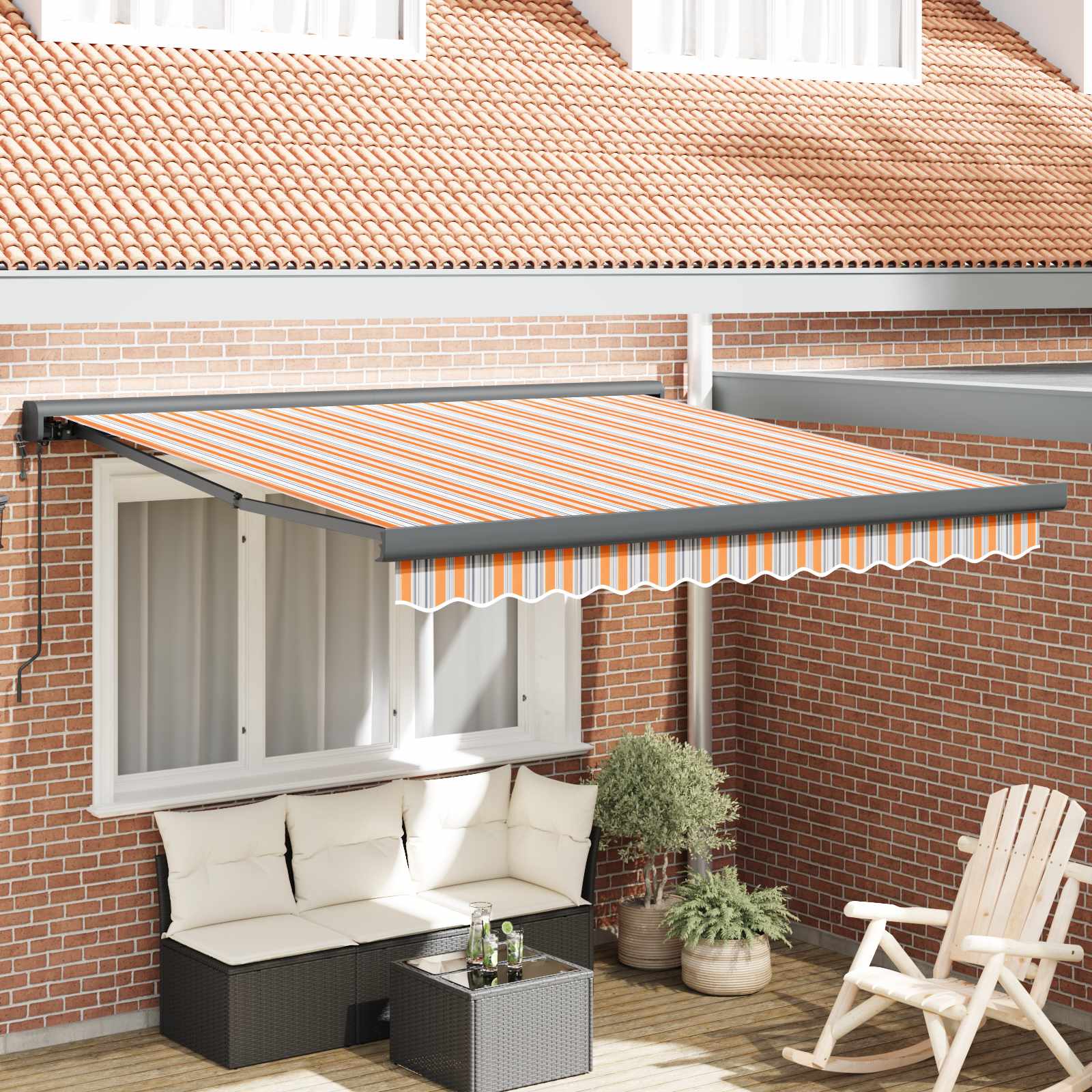 Tenda retrattile Multicolore 350 x 250 cm Tessuto e Metallo