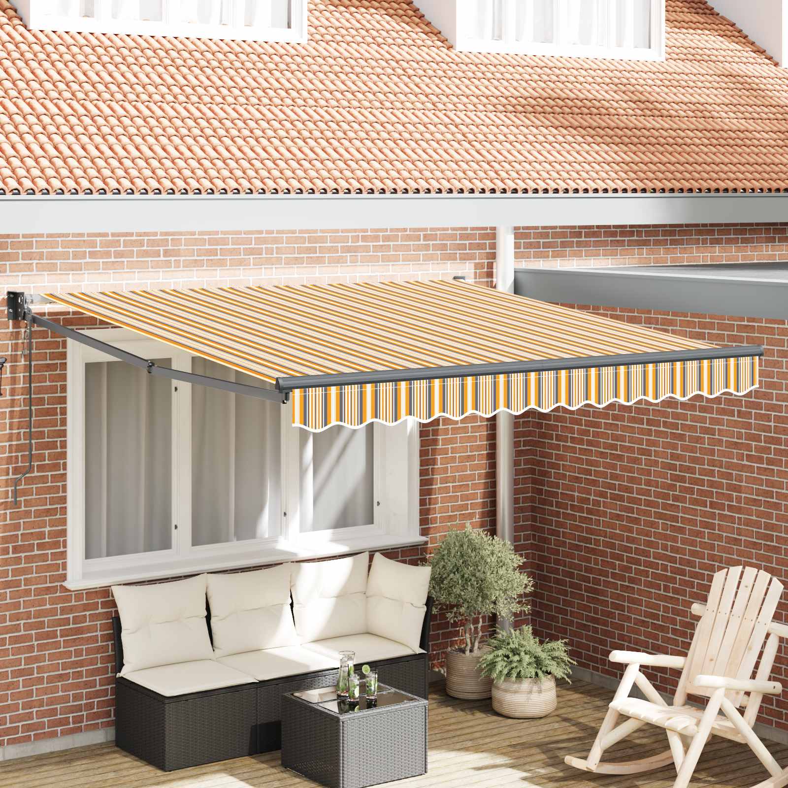 Tenda retrattile Multicolore 350 x 250 cm Poliestere e Metallo