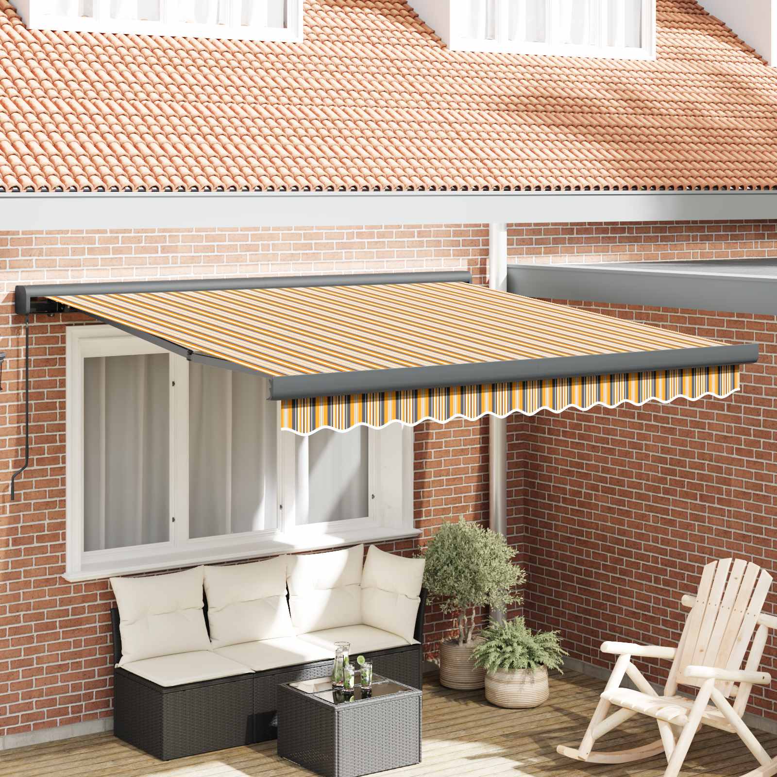 Tenda retrattile Multicolore 350 x 250 cm Tela e Alluminio