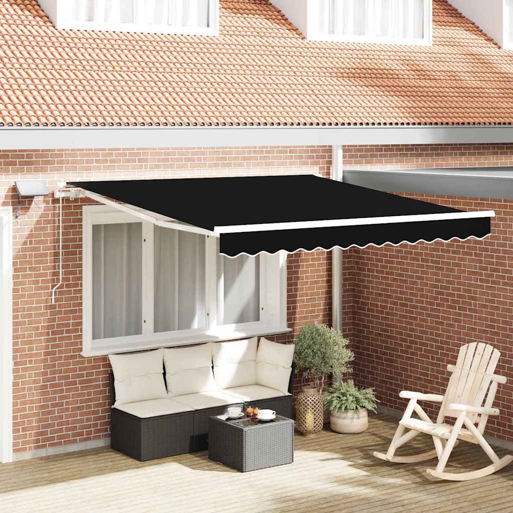 Tenda retrattile Nero 350 x 250 cm Tessuto e Alluminio