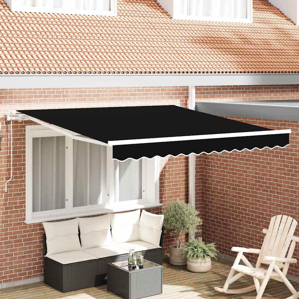Tenda retrattile Nero 350 x 250 cm Tessuto e Alluminio
