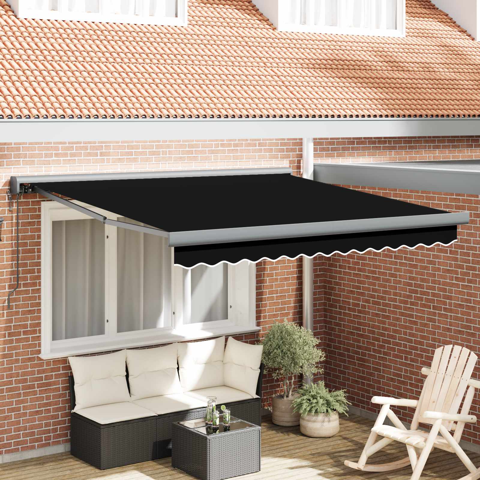 Tenda retrattile Nero 350 x 250 x 165 cm Tessuto e Metallo