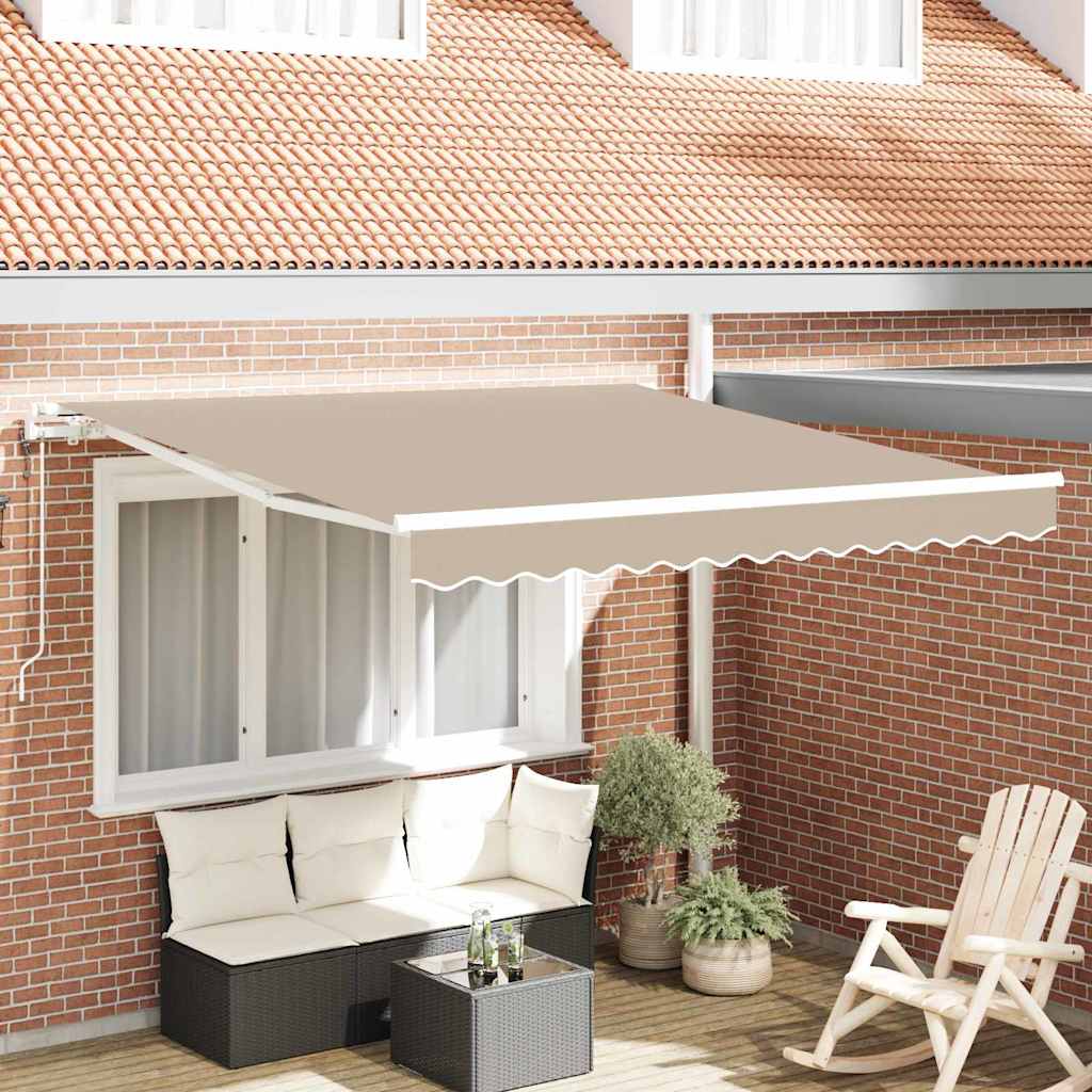 Tenda retrattile Beige 350 x 250 cm Tessuto e Alluminio