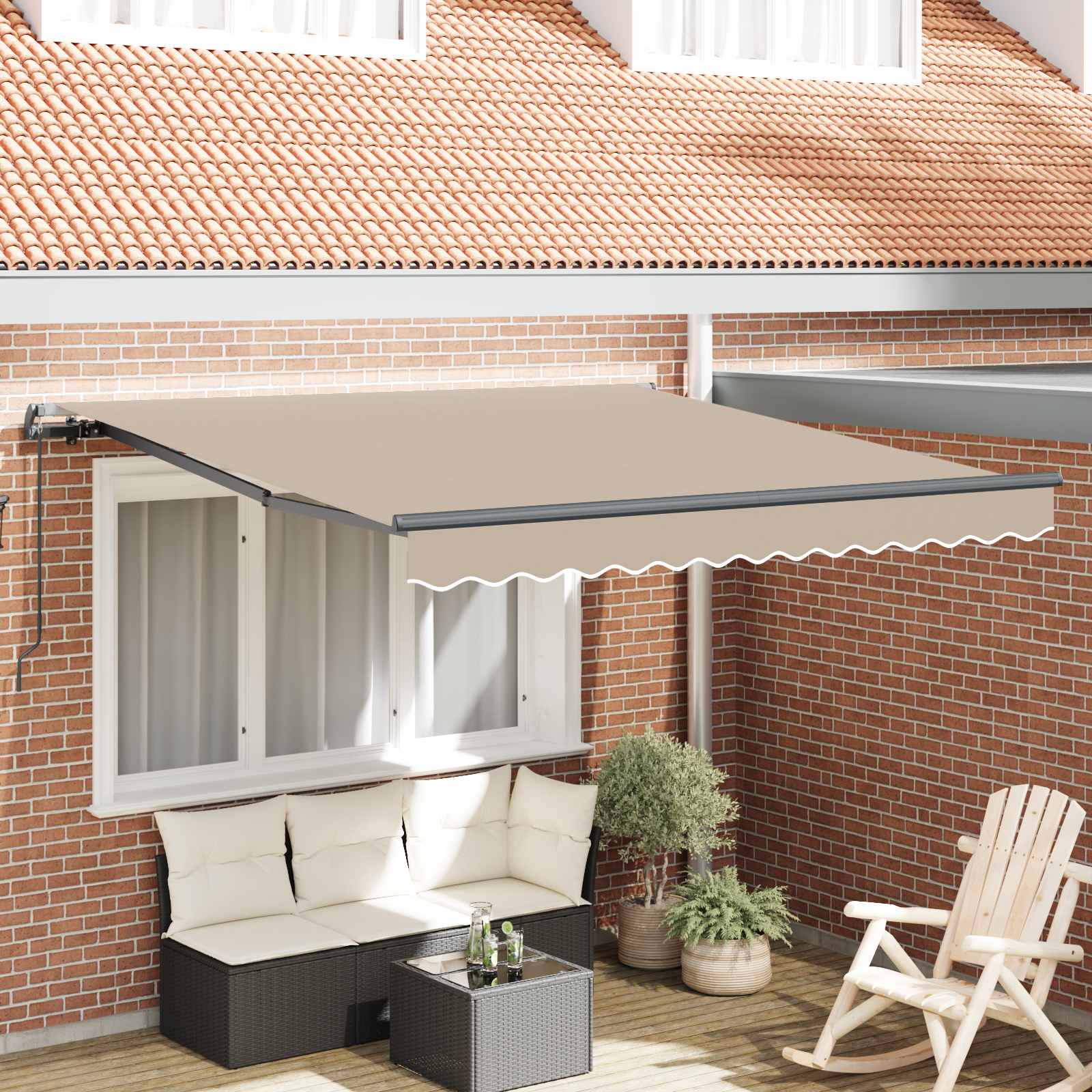 Tenda retrattile Beige 350 x 250 cm Poliestere e Alluminio