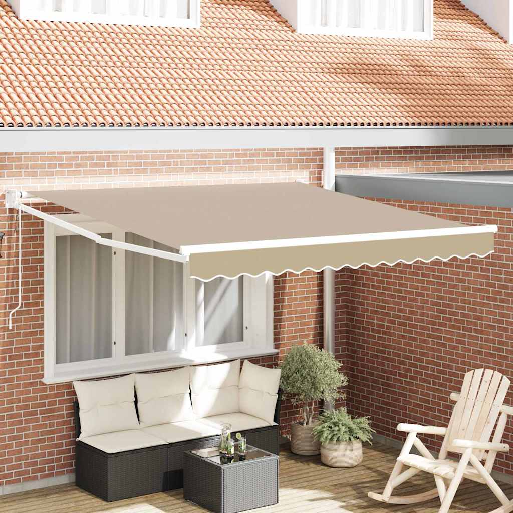 Tenda retrattile Beige 350 x 250 cm Poliestere e Metallo