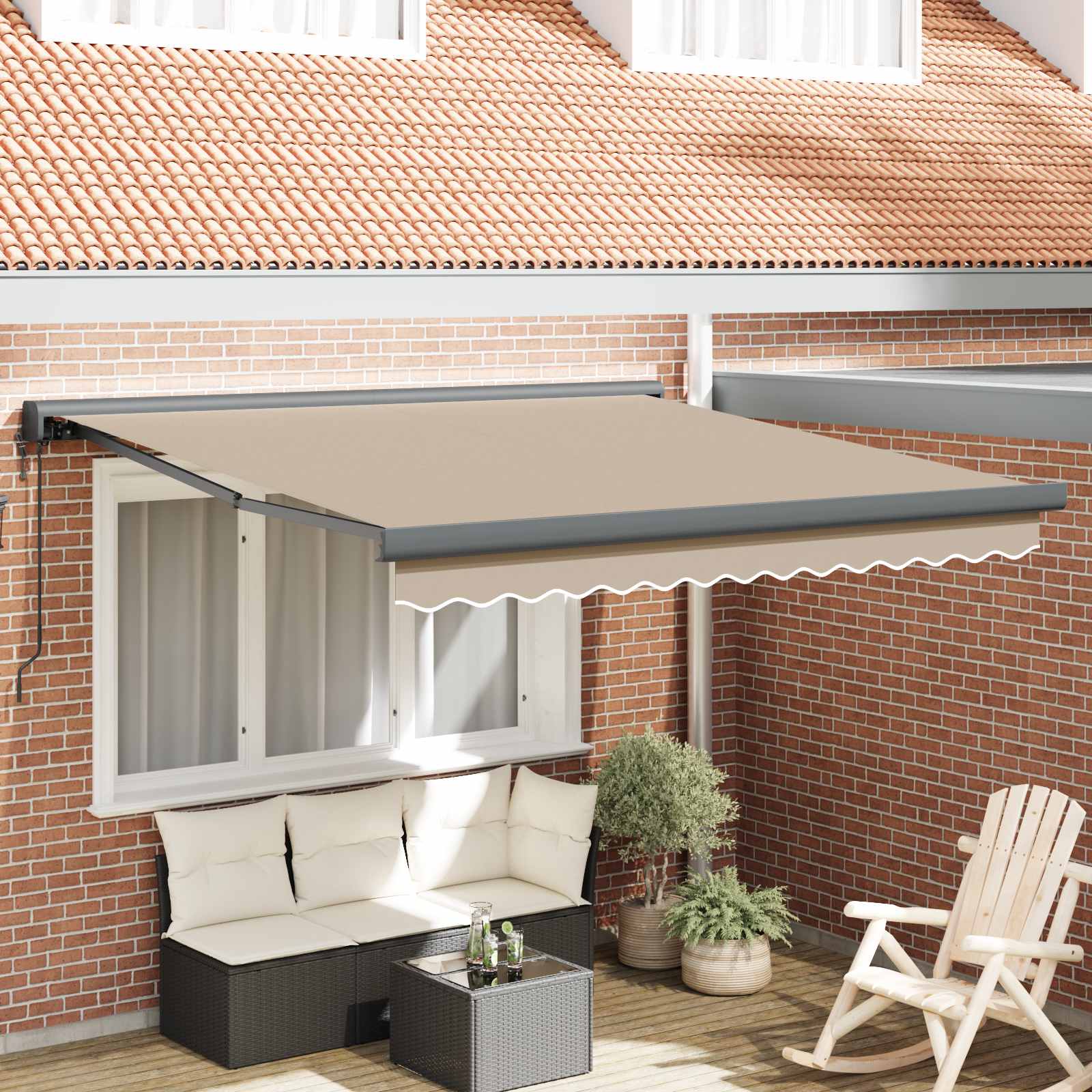 Tenda retrattile Beige 350 x 250 cm Tessuto e Metallo