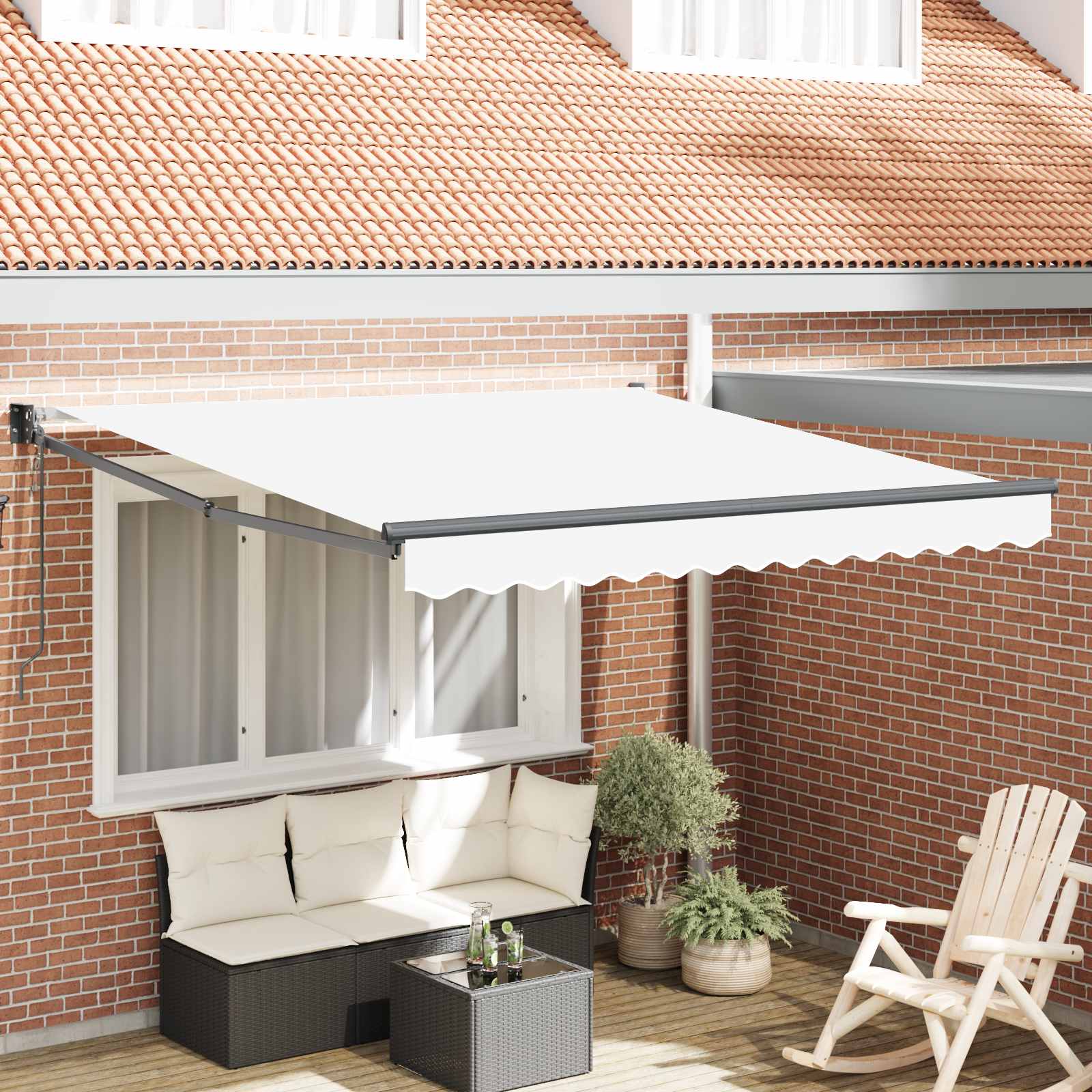 Tenda retrattile Bianco 350 x 250 cm Poliestere e Metallo