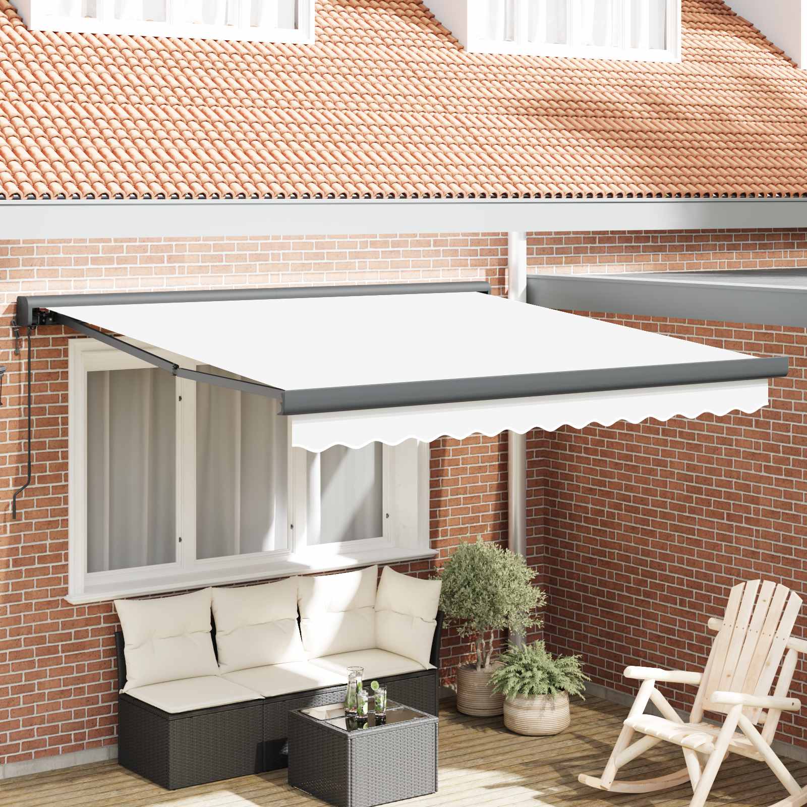Tenda retrattile Bianco 350 x 250 x 165 cm Tessuto e Metallo