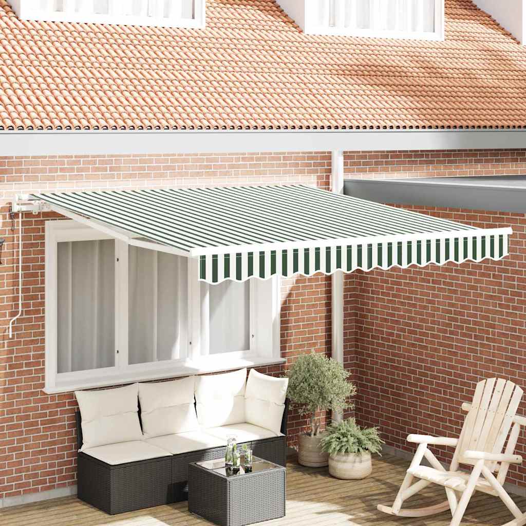 Tenda retrattile Verde e Bianco 350 x 250 cm