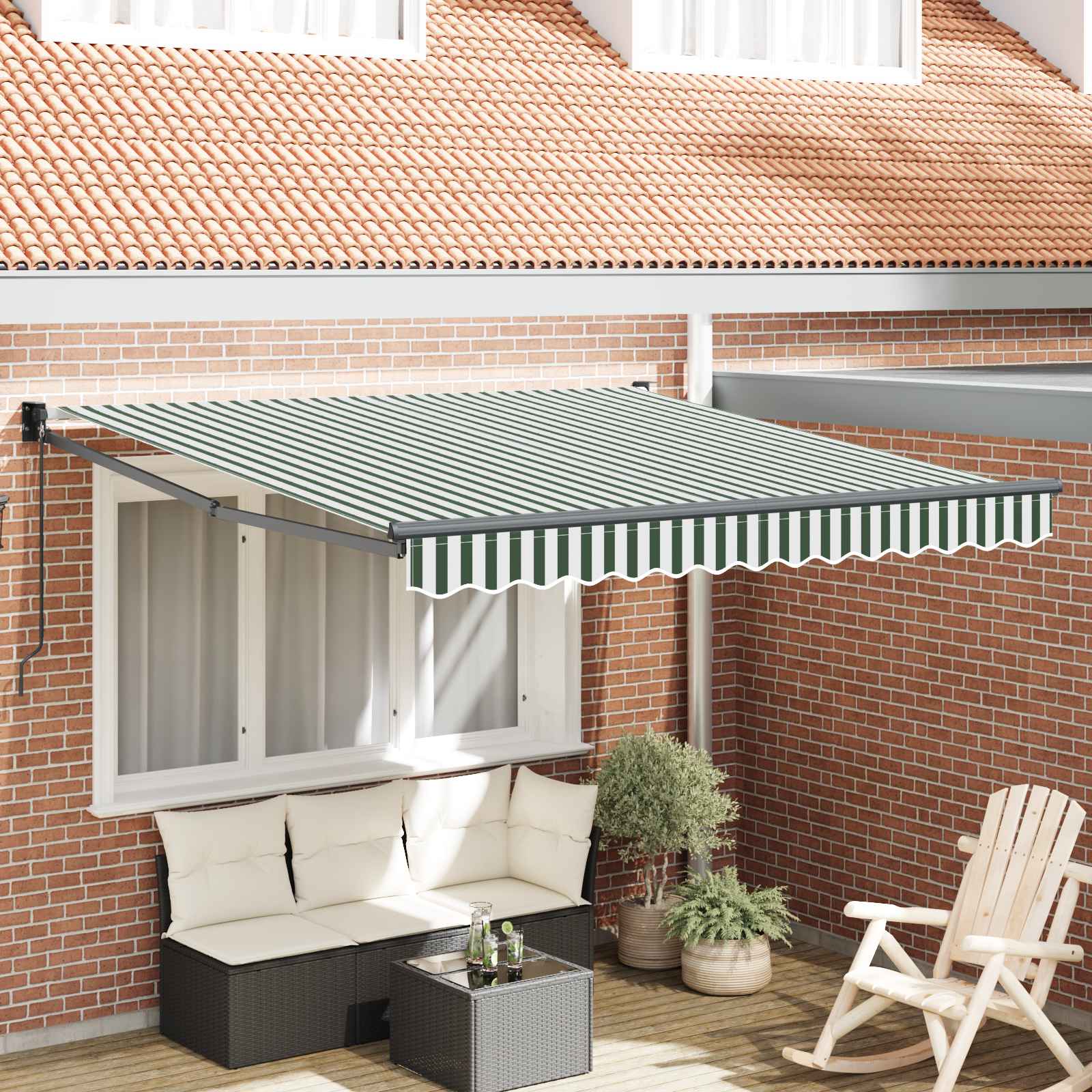 Tenda retrattile Verde e Bianco 350 x 250 cm