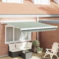 Tenda retrattile Verde e Bianco 350 x 250 cm Tela e Alluminio