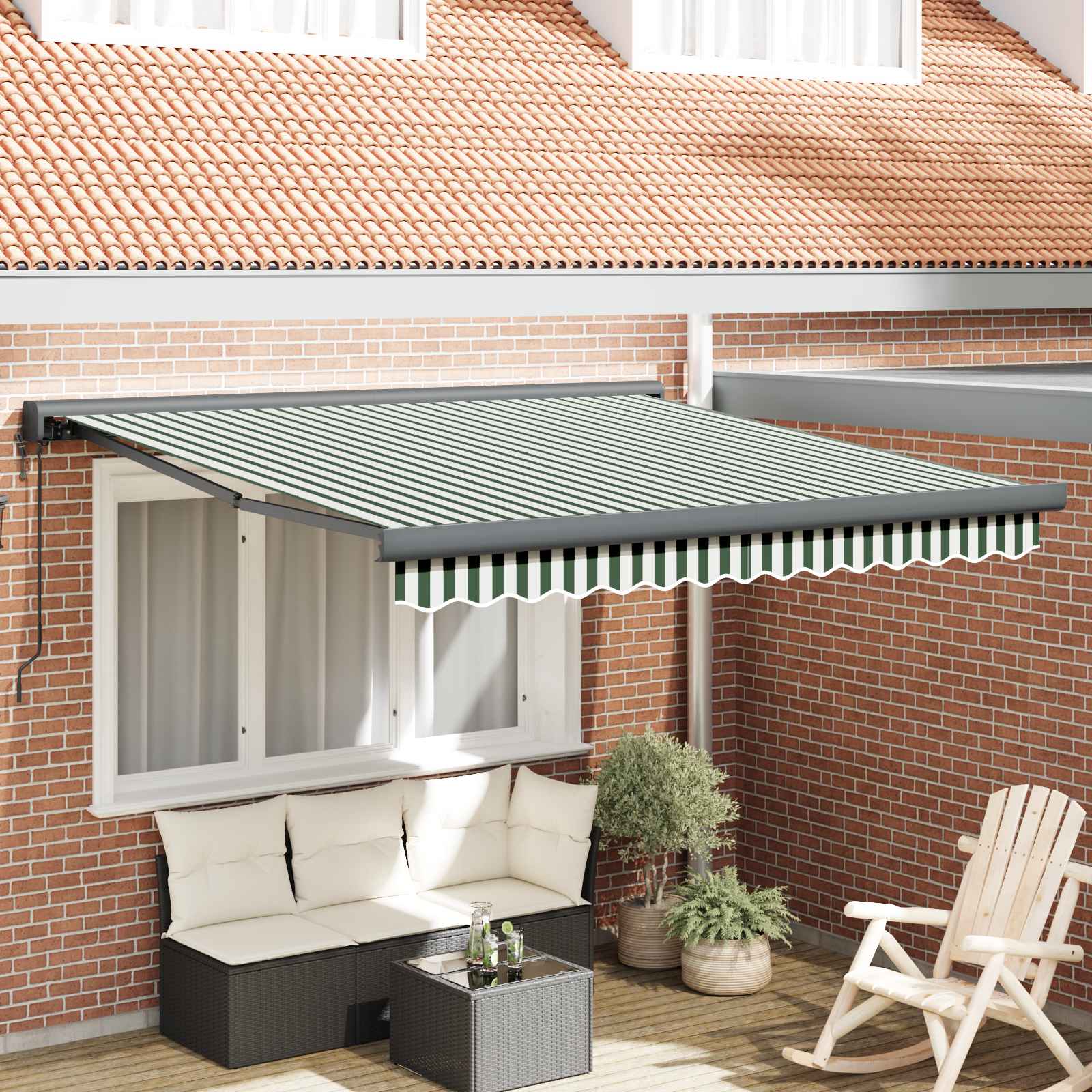 Tenda retrattile Verde e Bianco 350 x 250 x 165 cm