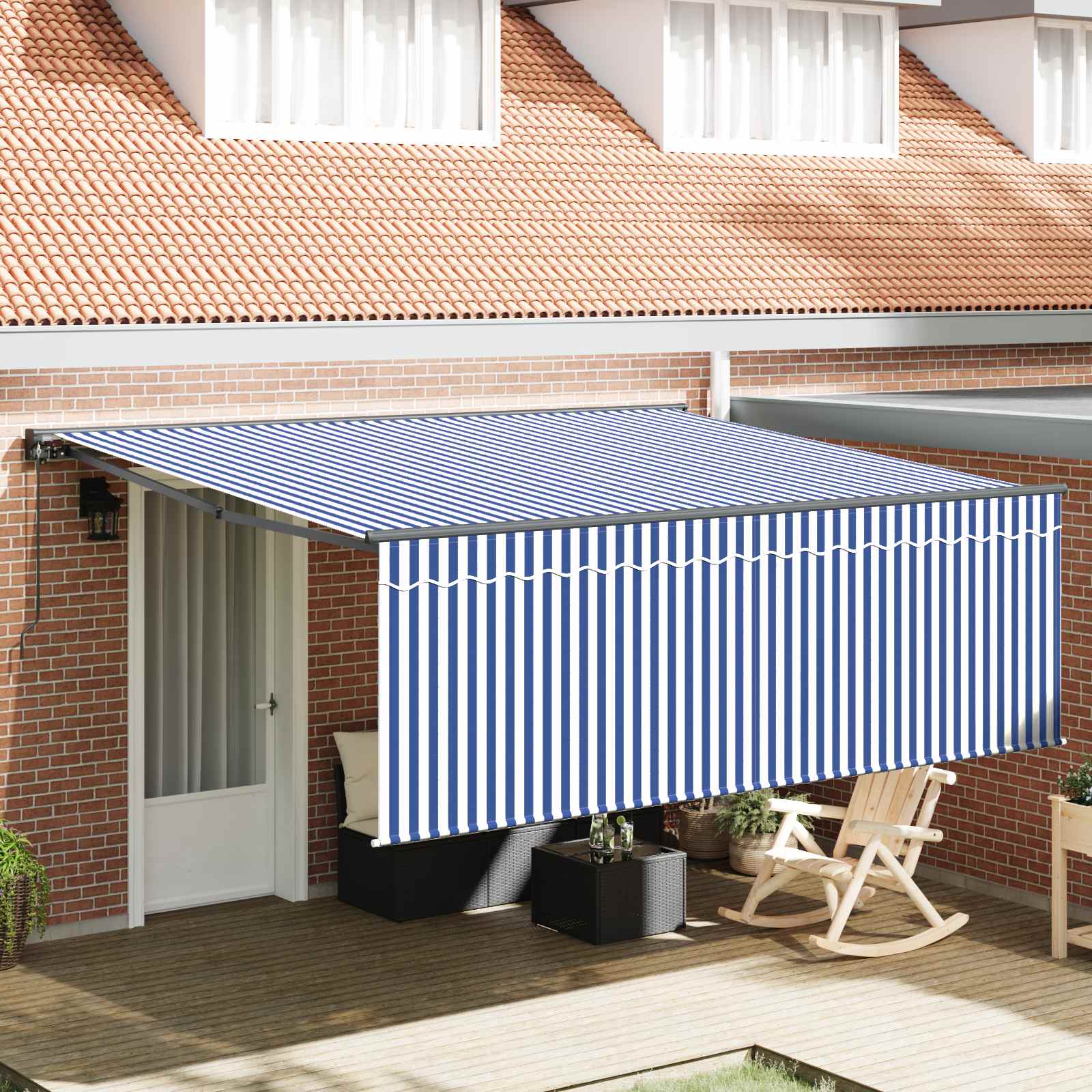 Tenda retrattile Blu e Bianco 400 × 300 cm