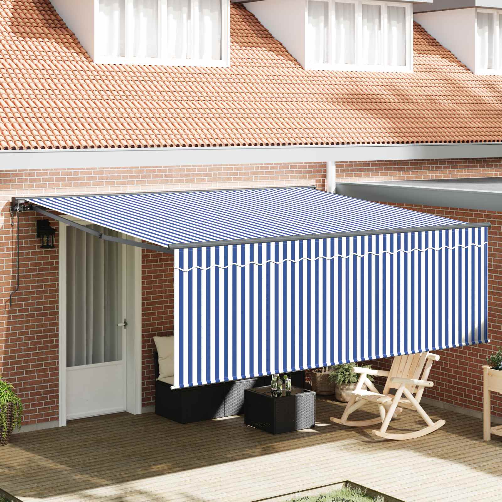 Tenda retrattile Blu e Bianco 400 × 300 cm