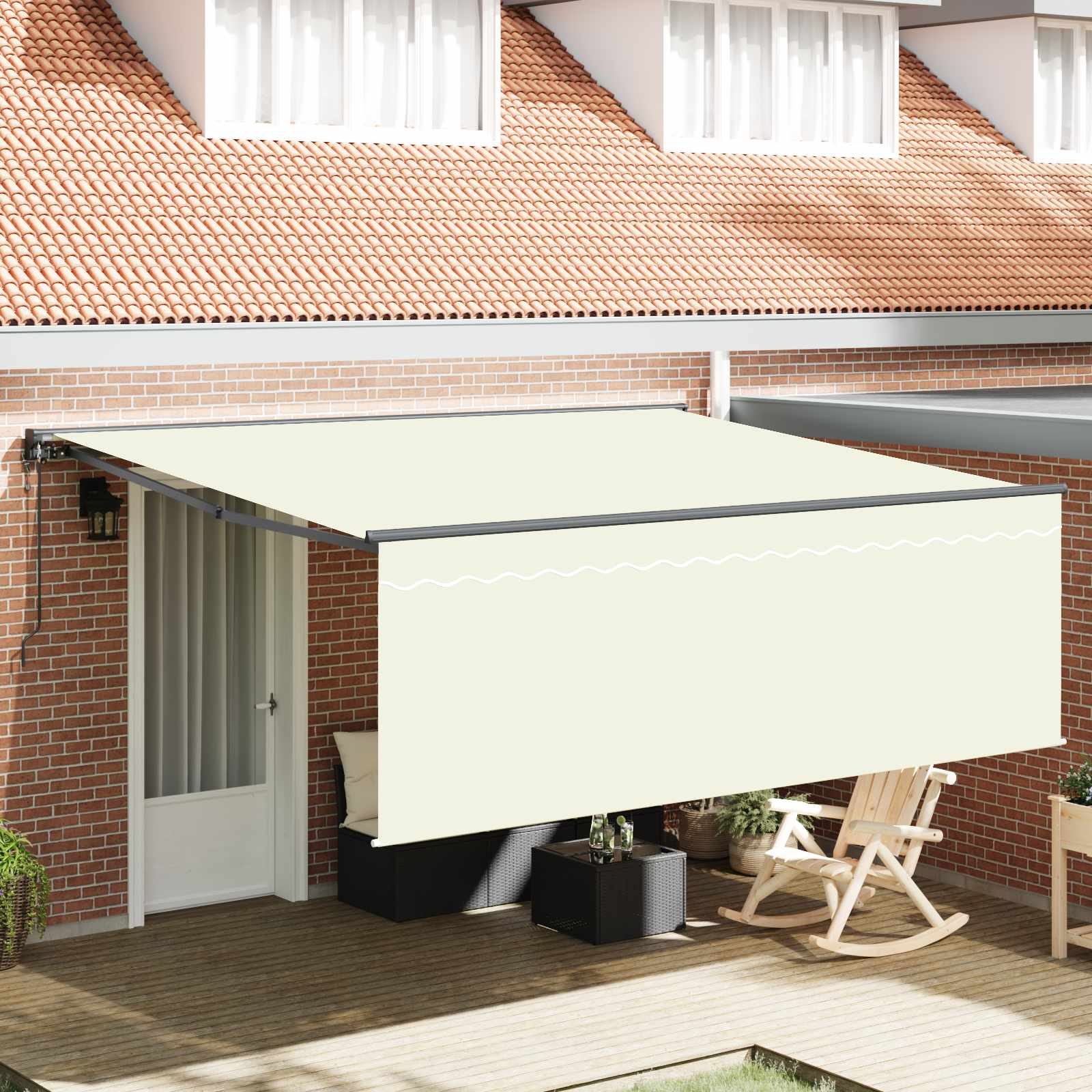Tenda retrattile Crema 400 × 300 cm Poliestere e Alluminio