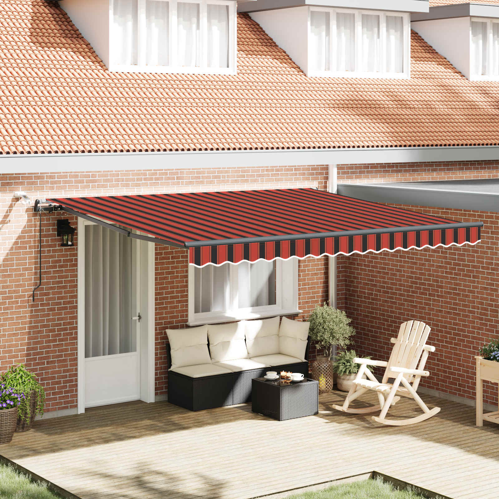 Tenda retrattile arancione e marrone 400 × 300 cm Poliestere