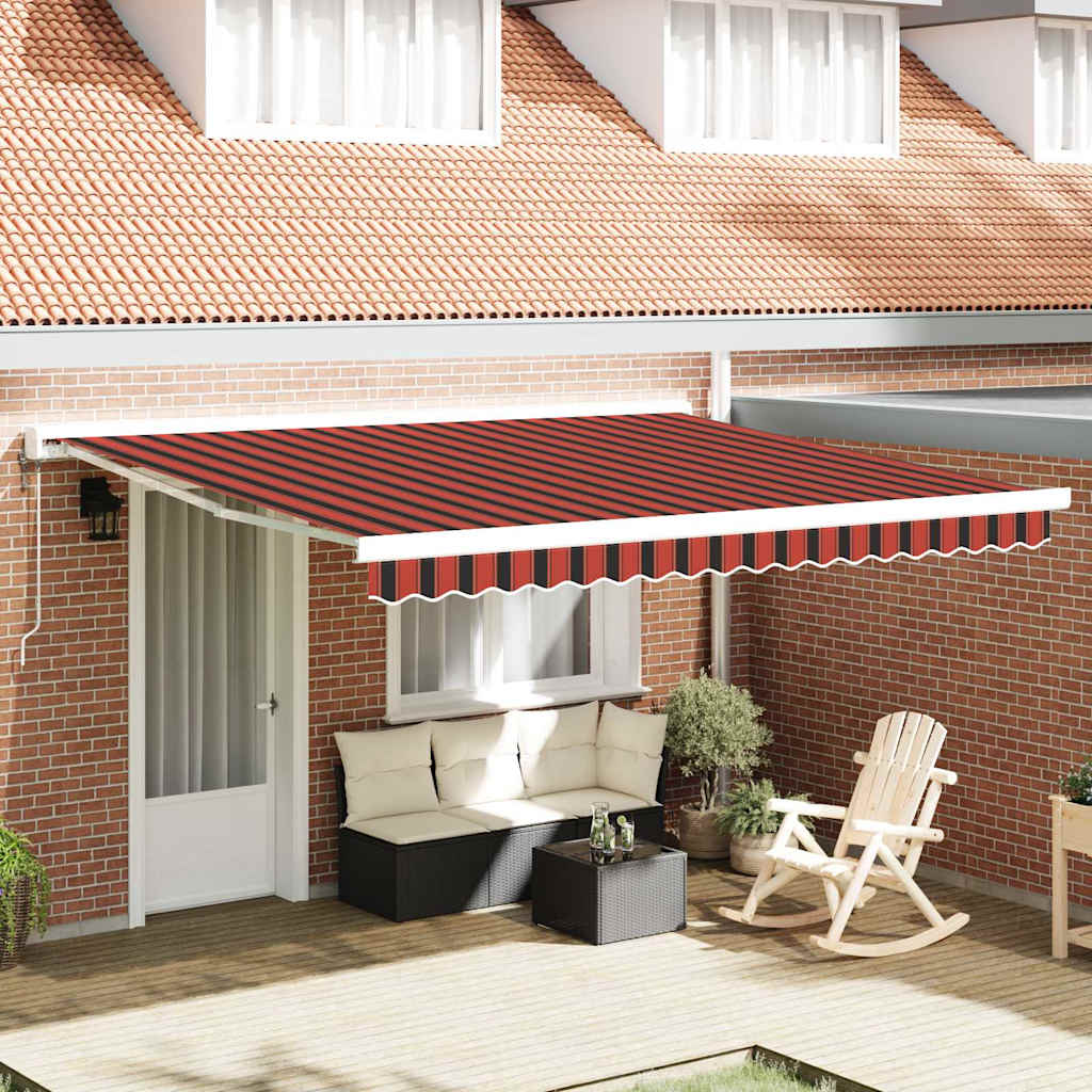 Tenda retrattile Rosso e Nero 400 × 300 cm Tessuto e Metallo