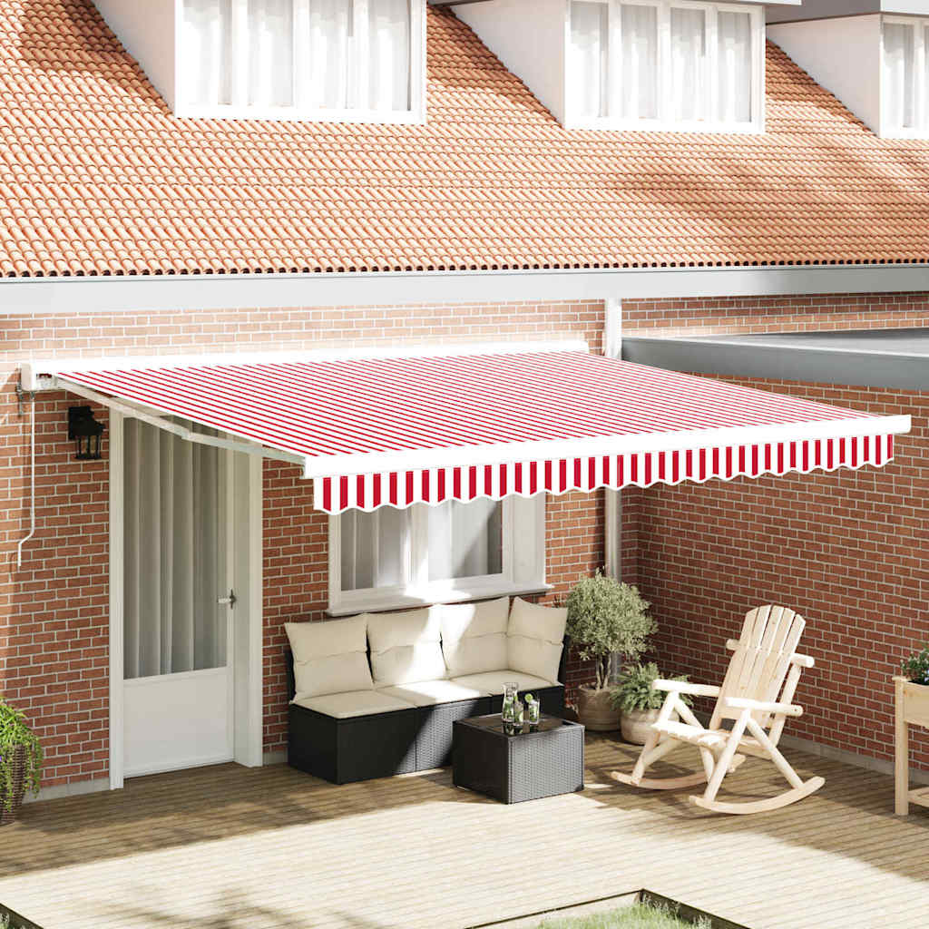 Tenda retrattile Rosso e Bianco 400 × 300 cm Tessuto e Metallo
