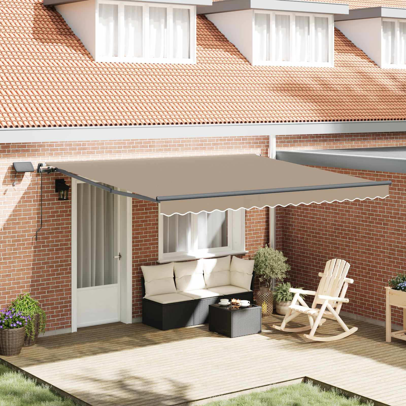 Tenda retrattile Beige 400 × 300 cm Tessuto e Alluminio