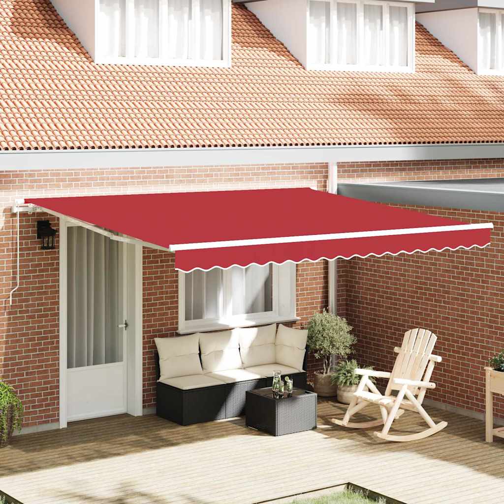 Tenda retrattile Rosso 400 × 300 cm Poliestere e Alluminio