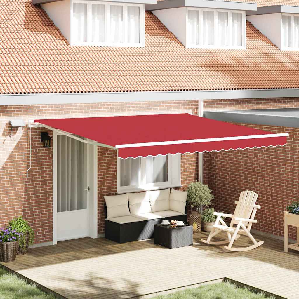 Tenda retrattile Rosso 400 × 300 cm Tessuto e Alluminio